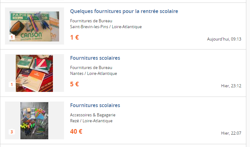 fournitures scolaires le bon coin