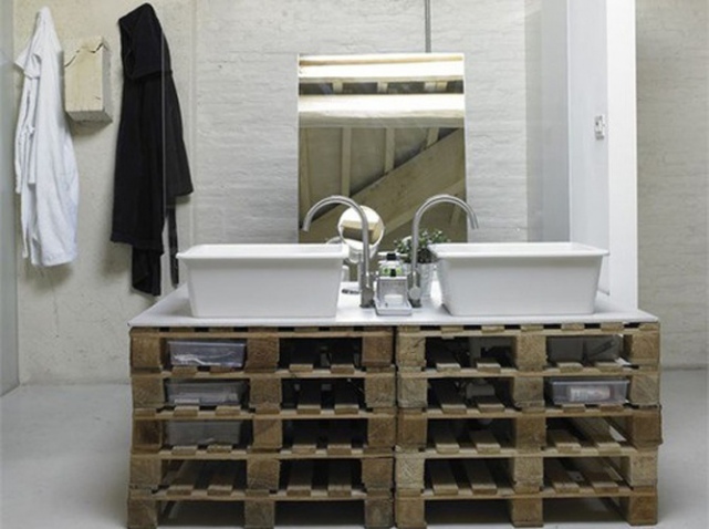 meuble salle de bain palette bois