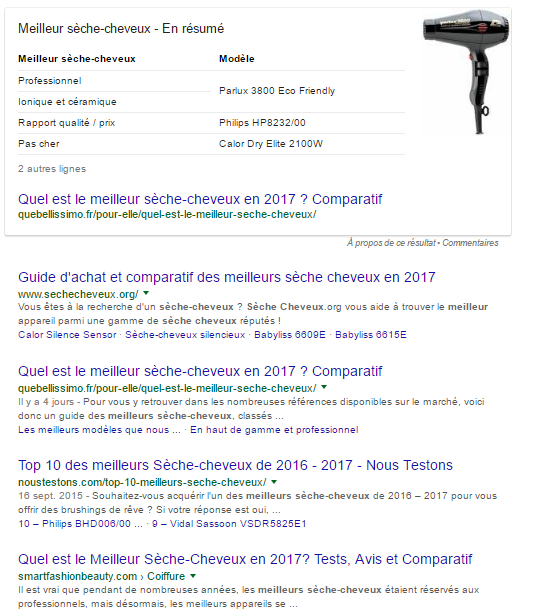 résultat naturel google