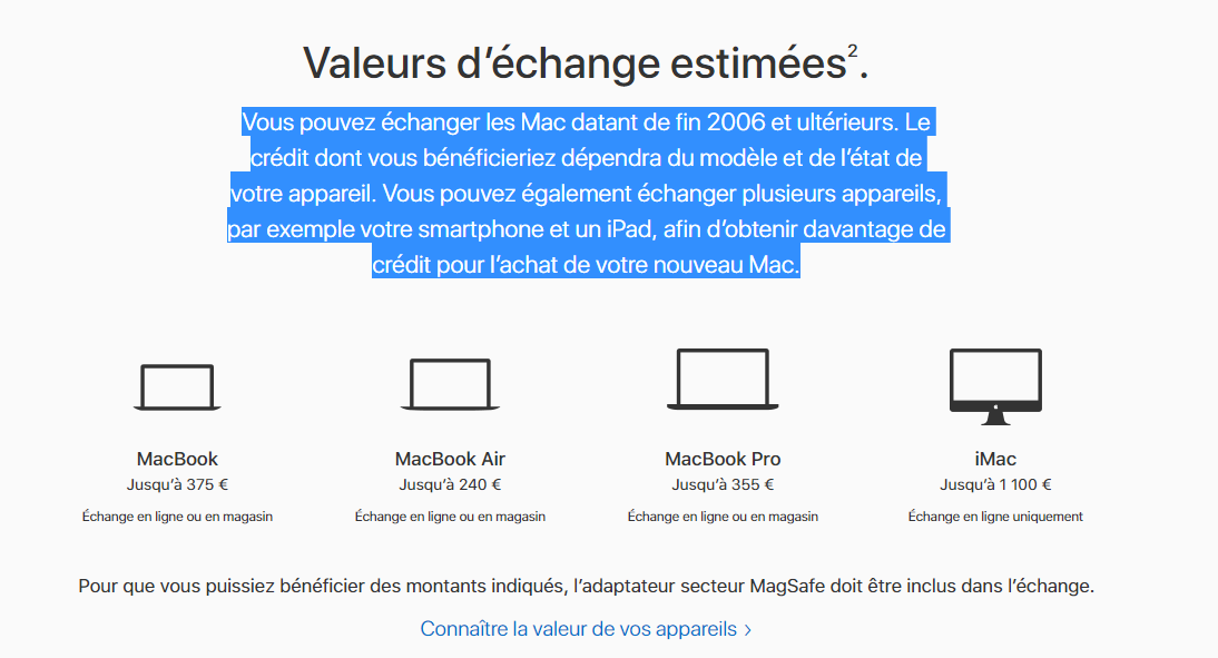 valeur mac