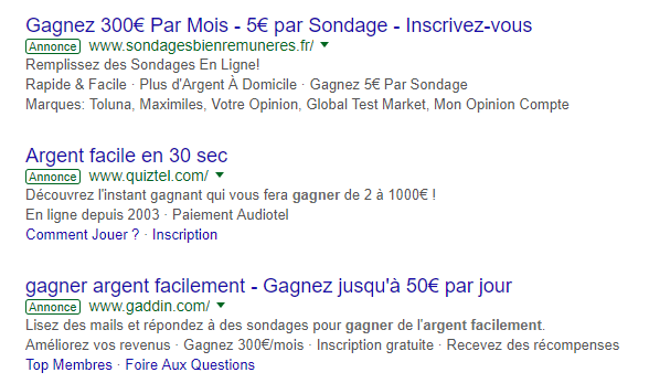 arnaque argent internet