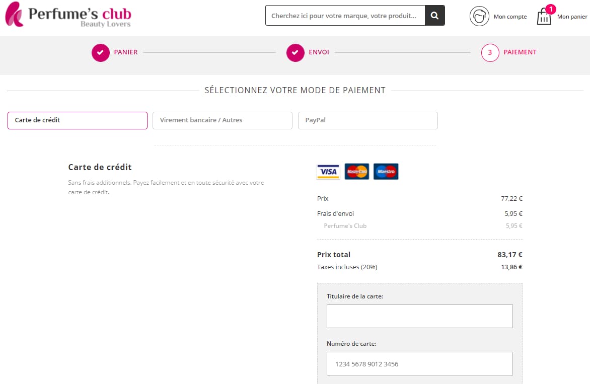 paiement perfume's club