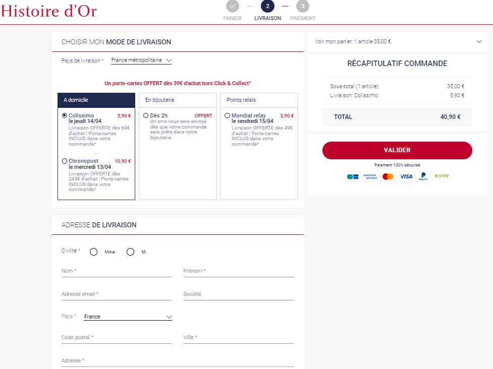 livraison histoire dor