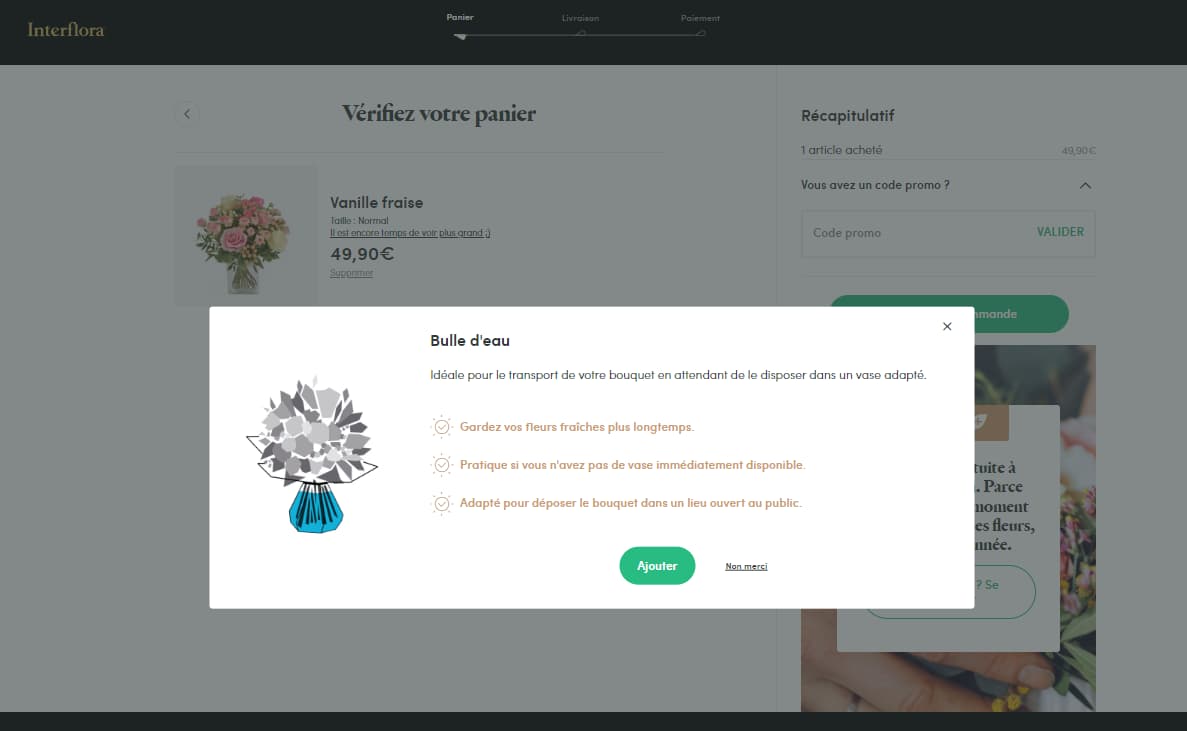 option bulle d'eau interflora