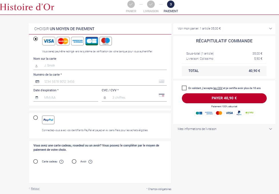 paiement histoire dor