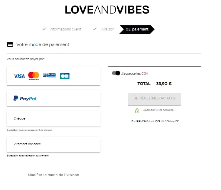 paiement love and vibes