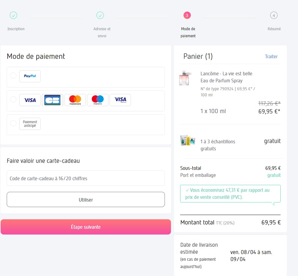 parfumdreams paiement