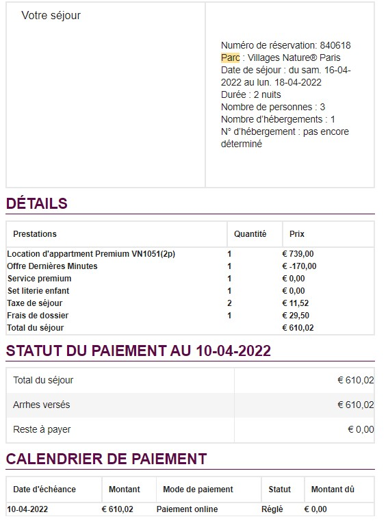 prix center parcs village nature