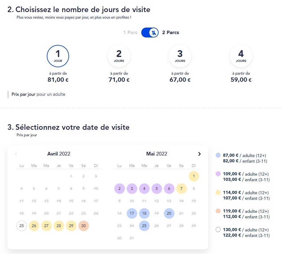 prix disneyland paris