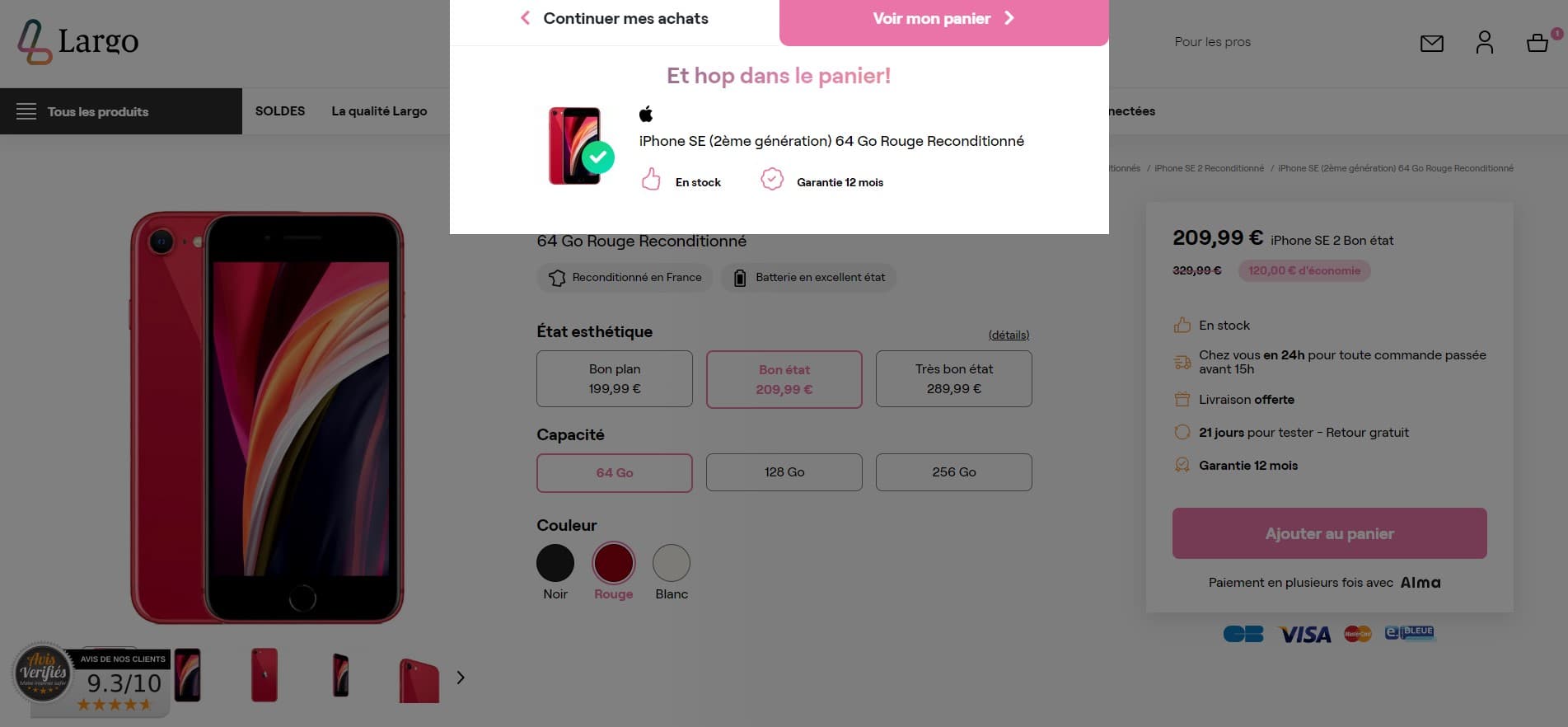 mise au panier largo.fr