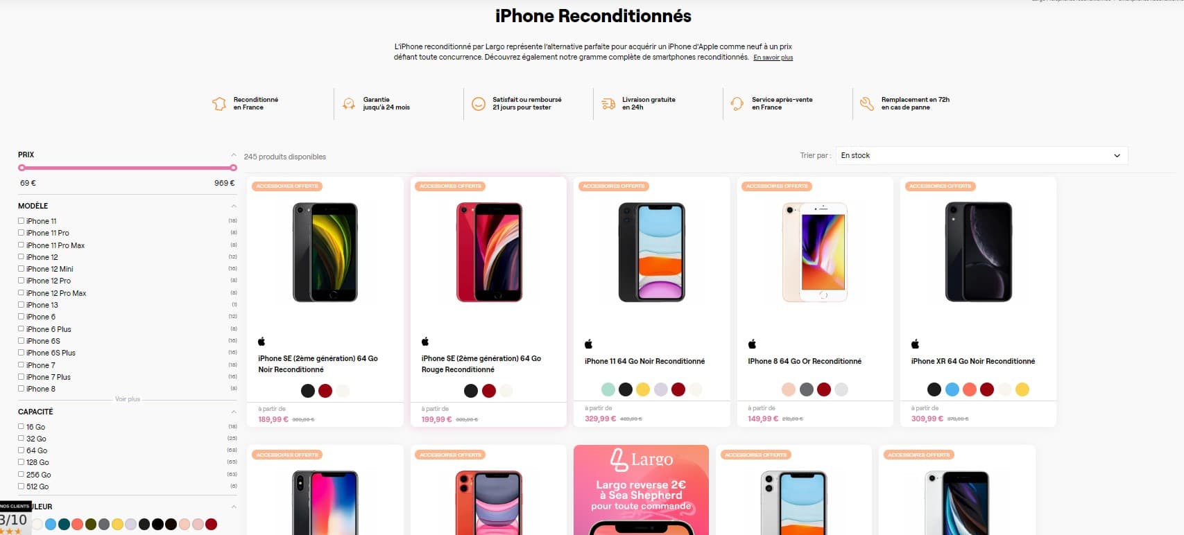 page catégorie largo.fr