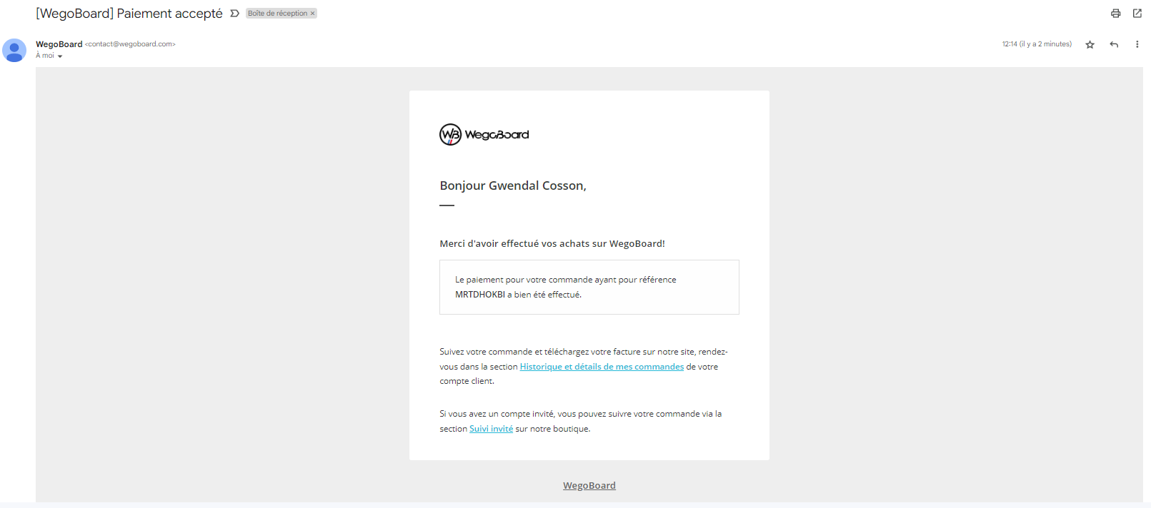mail paiement accepté wegoboard