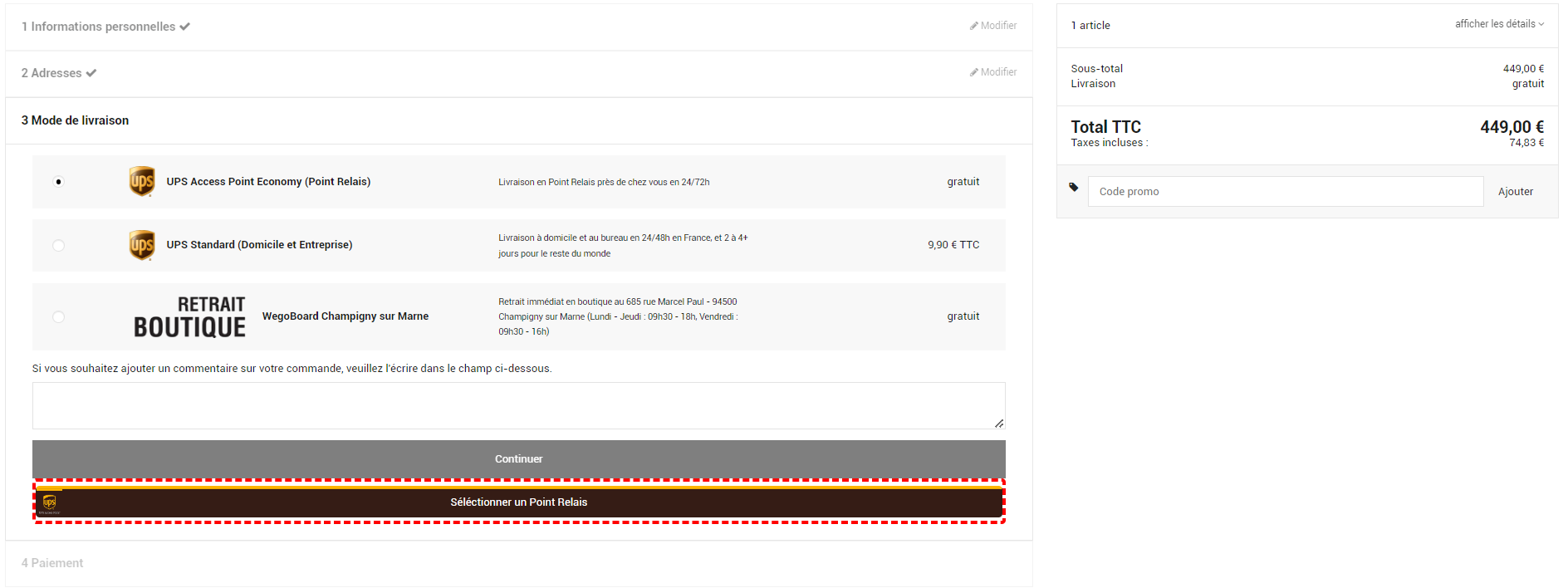 mode de livraison wegoboard 5