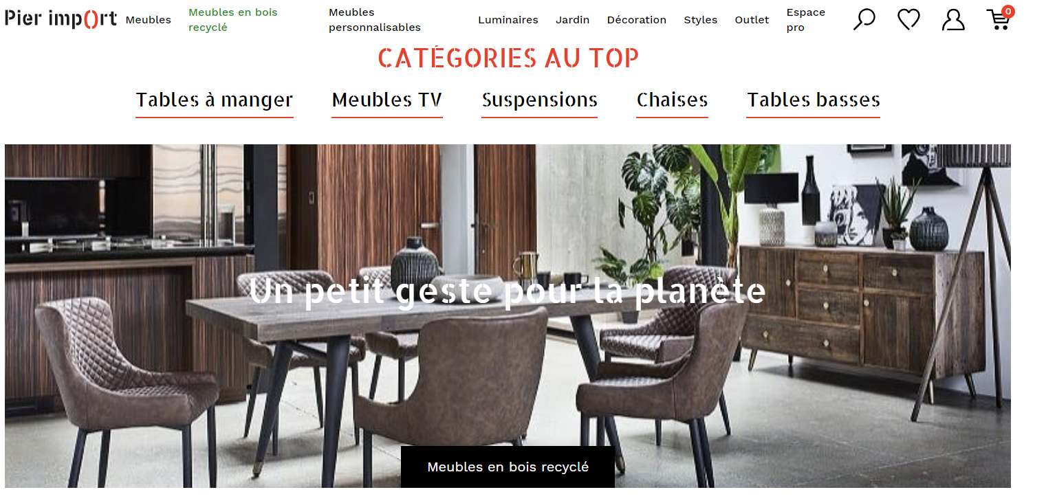 page accueil site pier import