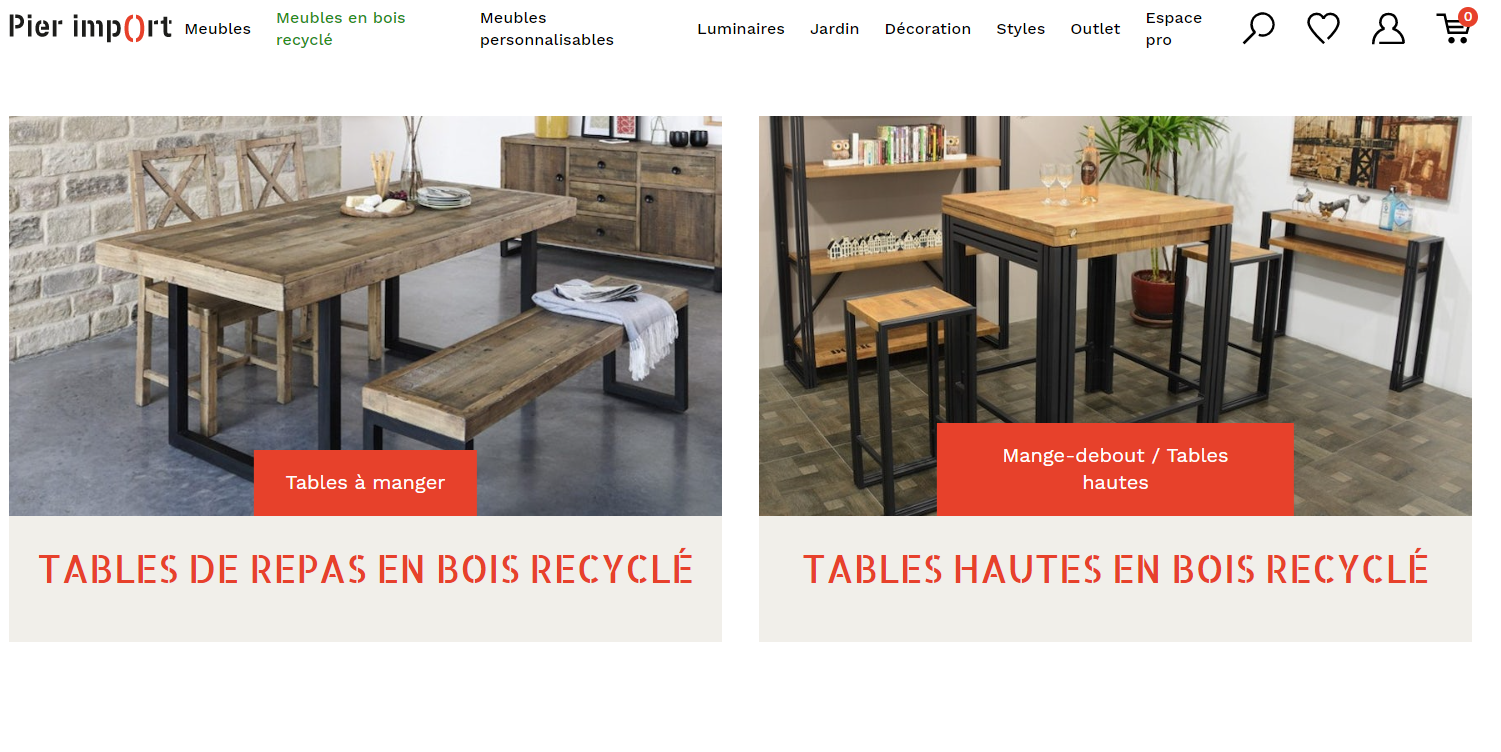 page catégorie pier import