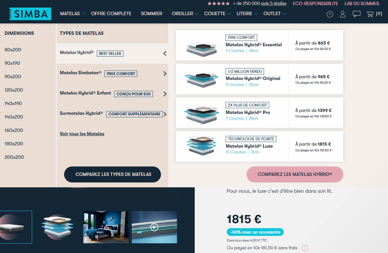 menu site internet simba