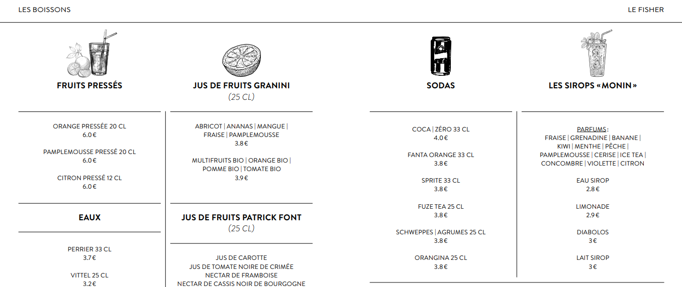 carte restaurant le fisher quiberon